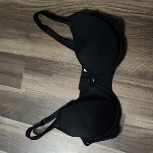 Ellen Tracy Black Bra Sheer Straps with Sheer Sides Size 36 C